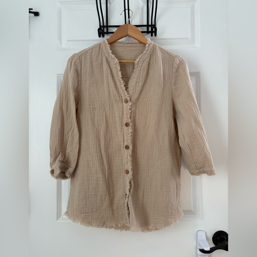 Button down cotton gauze shirt